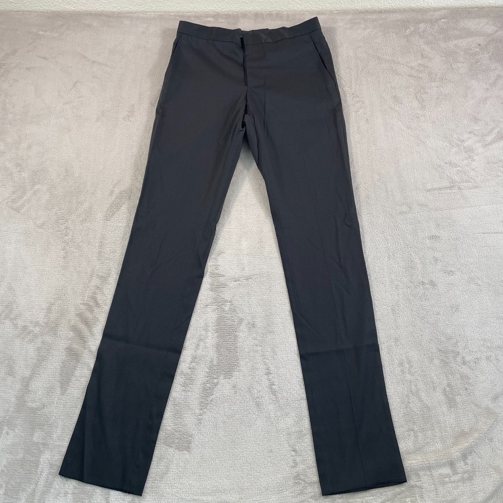 Roberto Cavalli Dress Trouser Pants Men‎ 30 Black Diamond Jacquard Unhemmed NWOT